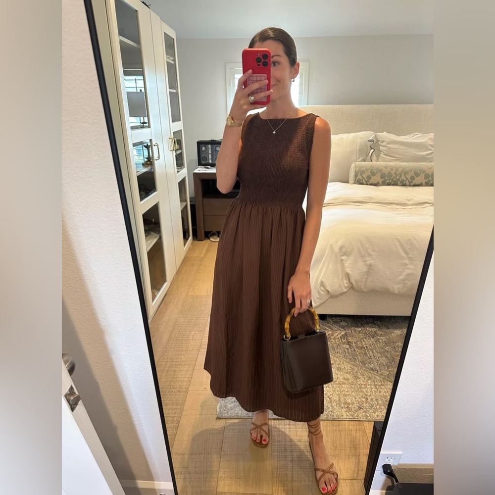 NWT Hill House Home Cosima Dress in Chocolate Seersucker TikTok Fave size L - Picture 7 of 7